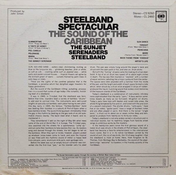 Release: Steelband Spectacular - The Sound Of The Caribbean-Vinyl-US-1966-CS 9260-2491435