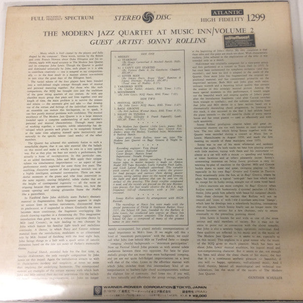 The Modern Jazz Quartet At Music Inn —  Volume 2