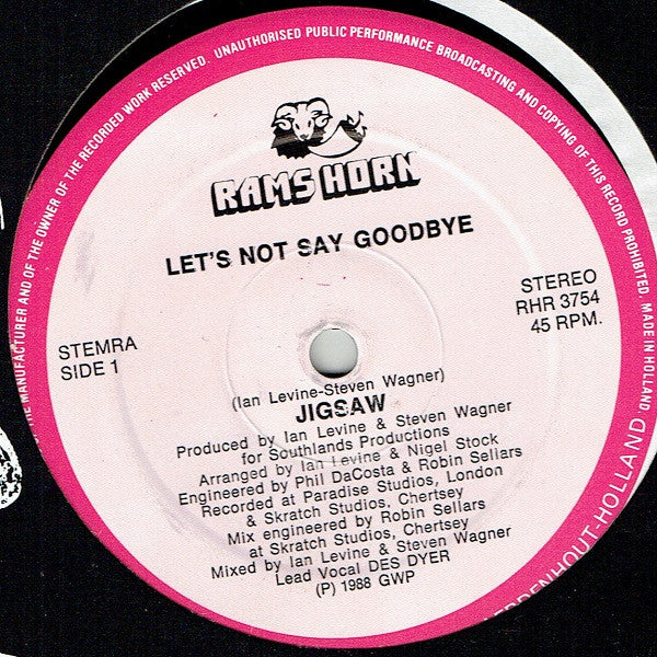 Release: Let's Not Say Goodbye-Vinyl-Netherlands-1988-RHR 3754-1316107