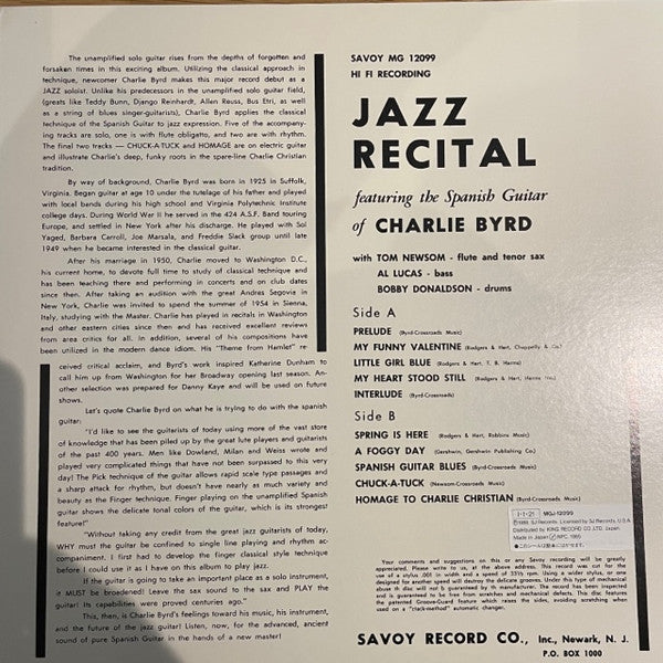 Release: Jazz Recital-Vinyl-Japan-1985-MGJ 12099, MG 12099-7469509