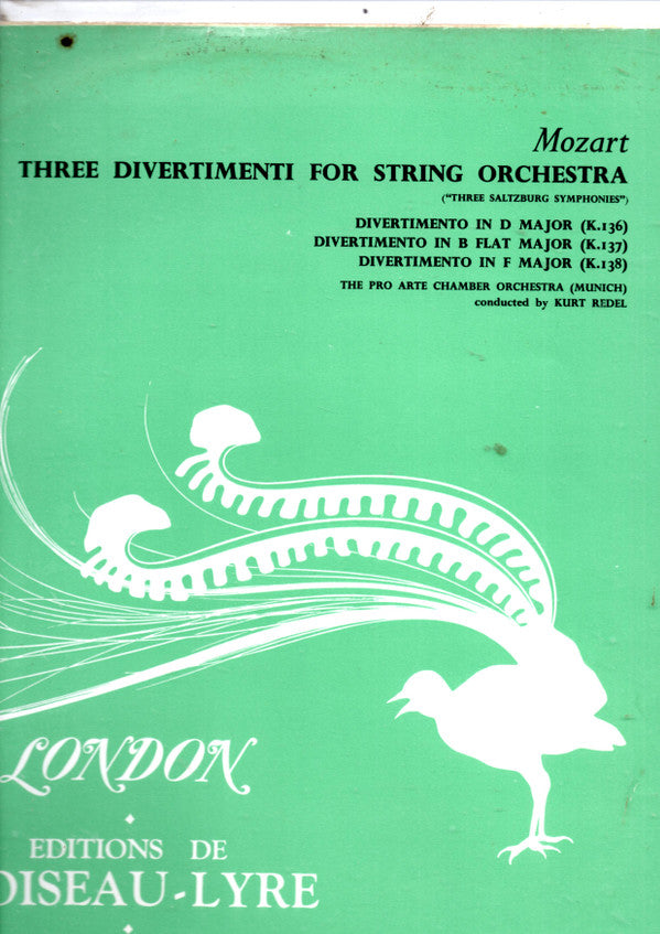 Three Divertimenti For String Orchestra (Three Salzburg Symphonies)