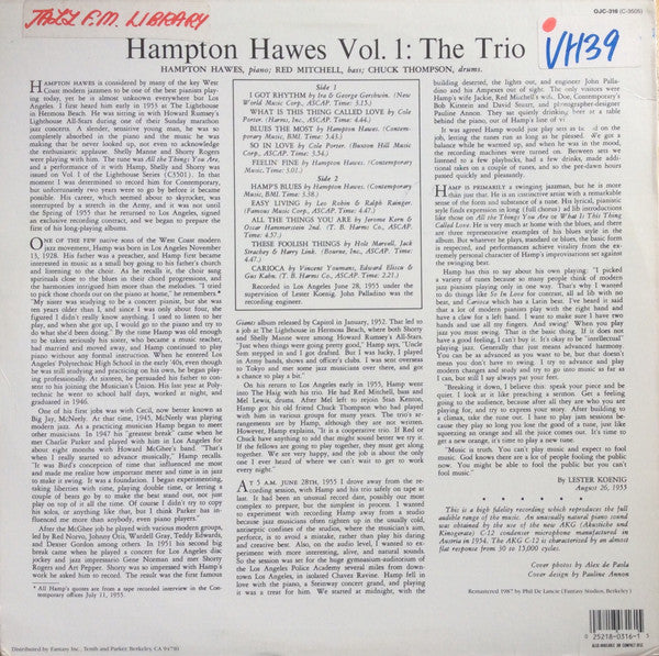 Release: Hampton Hawes Vol. 1: The Trio-Vinyl-US-1987-OJC-316, C-3505-4304290