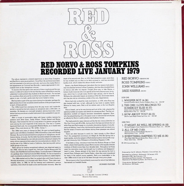 Release: Red & Ross Recorded Live January 1979-Vinyl-US-1979-CJ-90-6292978