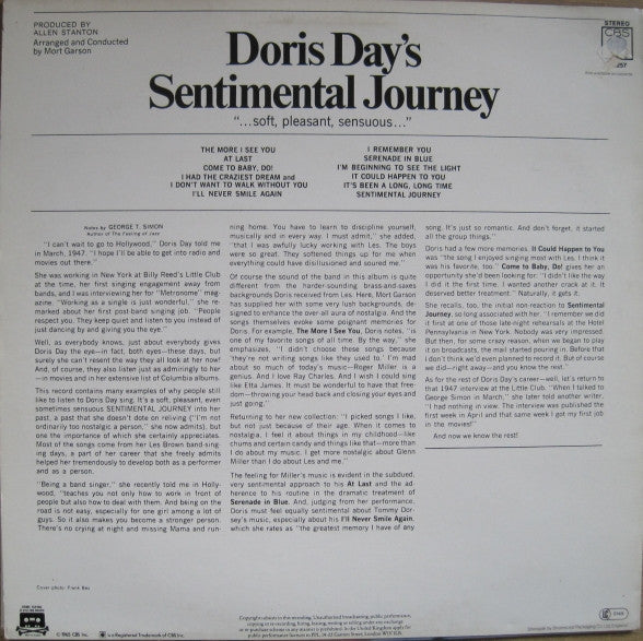 Release: Doris Day's Sentimental Journey-Vinyl-UK-1984-32257, CBS 32257-3550735