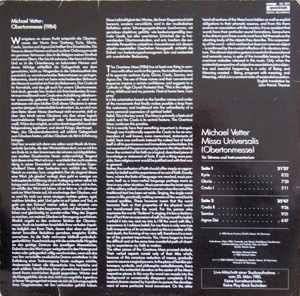 Master Release: Missa Universalis (Obertonmesse) by Michael Vetter