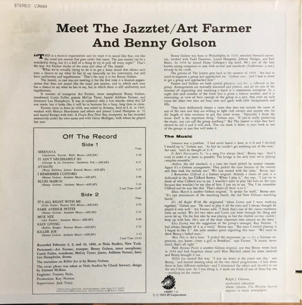 Release: Meet The Jazztet-Vinyl-US-1974-CA664-8050305