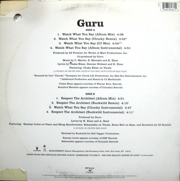 Master Release: Watch What You Say by Guru