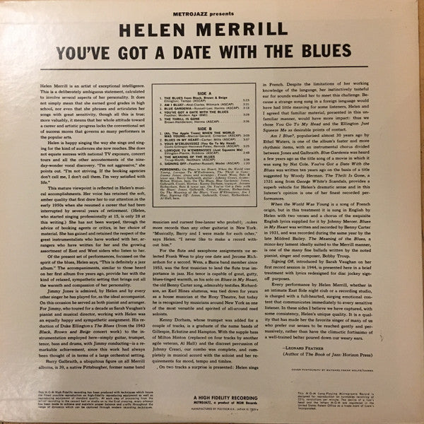 Master Release: You've Got A Date With The Blues by Helen Merrill
