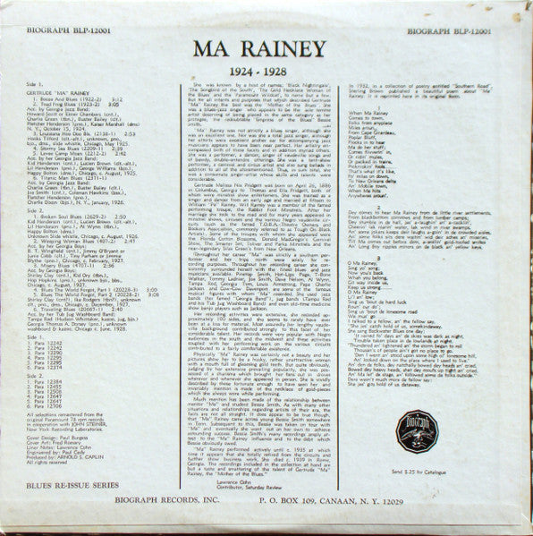 Master Release: Blues The World Forgot by Ma Rainey And Her Georgia Band