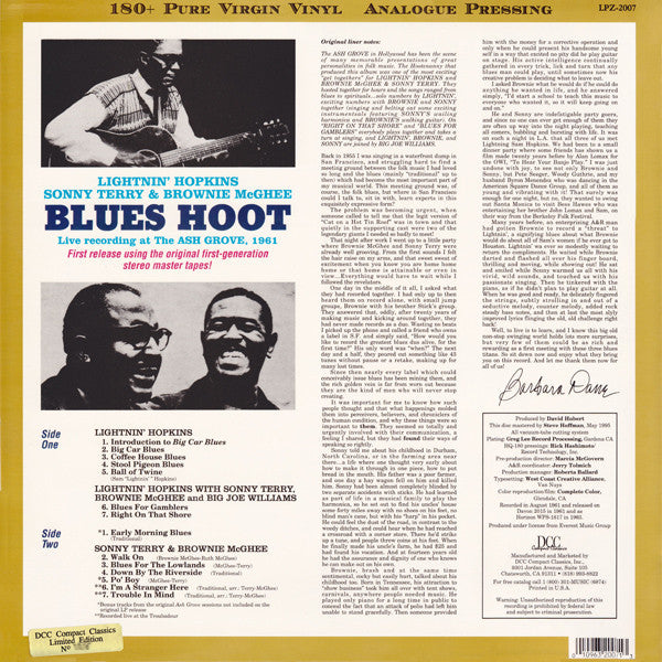 Master Release: Blues Hoot Live Recording At The Ash Grove by Lightnin' Hopkins