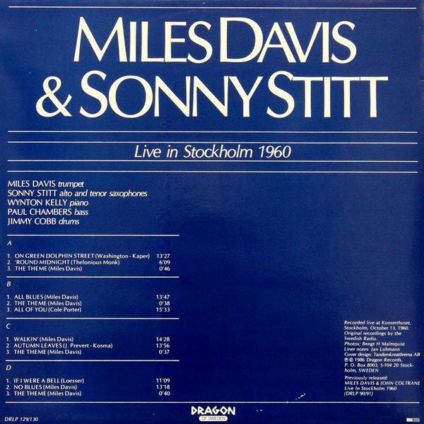 Release: Live In Stockholm 1960-Vinyl-Sweden-1986-DRLP 129/130, DRLP 129, DRLP 130-3765099