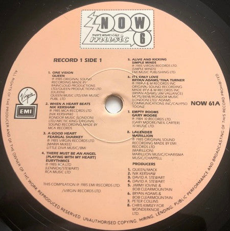 Release: Now That's What I Call Music 6-Vinyl-UK-1985-NOW 6, NOW 6-9543446