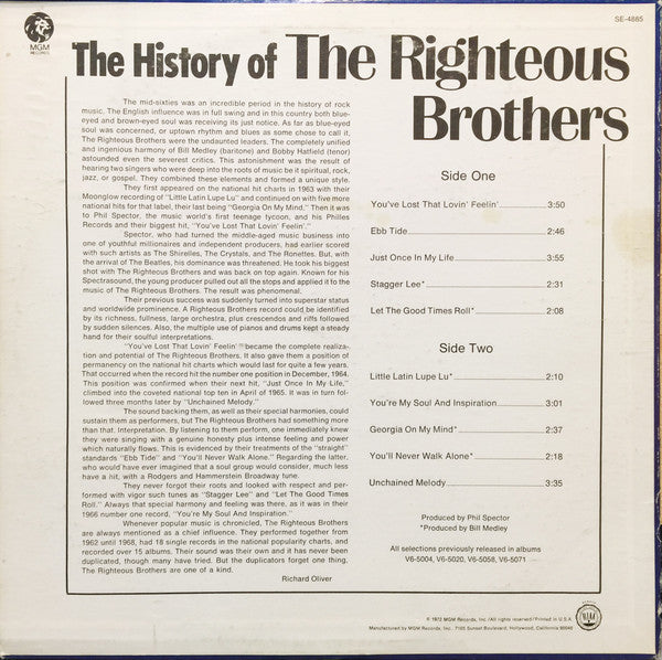 Master Release: History Of The Righteous Brothers by The Righteous Brothers