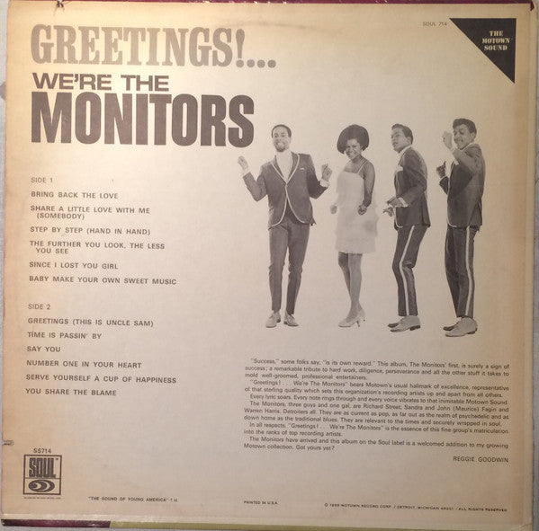 Release: Greetings!... We're The Monitors-Vinyl-US-1968-SS714, SS 714-2129574