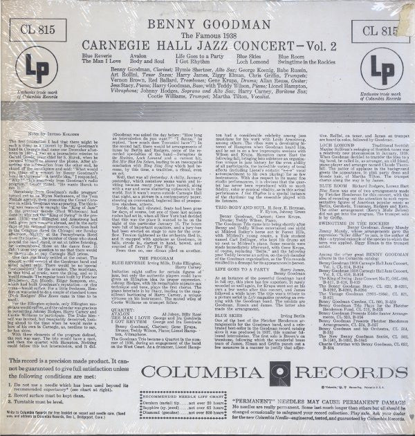 The Famous 1938 Carnegie Hall Jazz Concert - Vol. 2