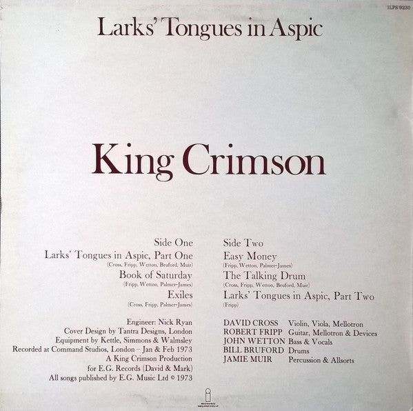 Release: Larks' Tongues In Aspic-Vinyl-UK-1973-ILPS 9230-9282400