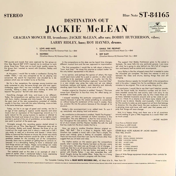 Release: Destination... Out!-Vinyl-US-2011-MMBST-84165, ST-84165, BST 84165, 509999-49734-1-9-3017630