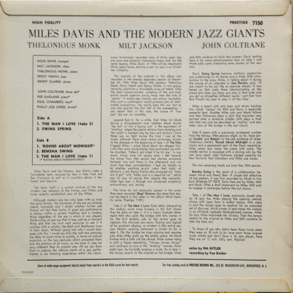 Release: Miles Davis And The Modern Jazz Giants-Vinyl-Denmark-None-PRESTIGE 7150-3427326