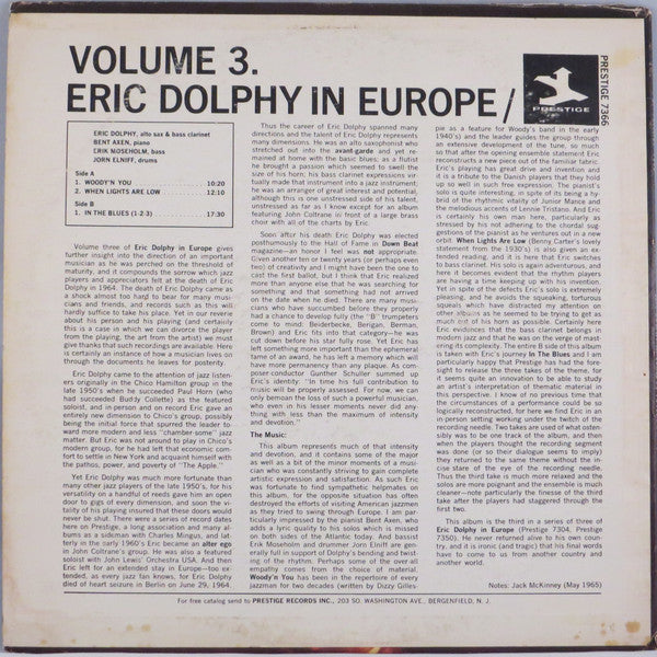 Master Release: In Europe / Volume 3. by Eric Dolphy