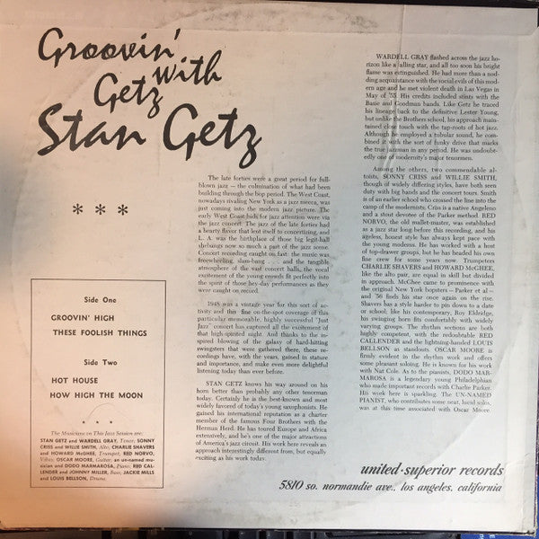 Release: Groovin' With Getz-Vinyl-US-None-UM 709, UM 709-9748102