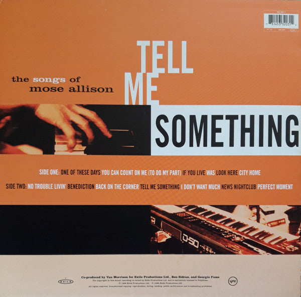 Master Release: Tell Me Something (The Songs Of Mose Allison) by Van Morrison