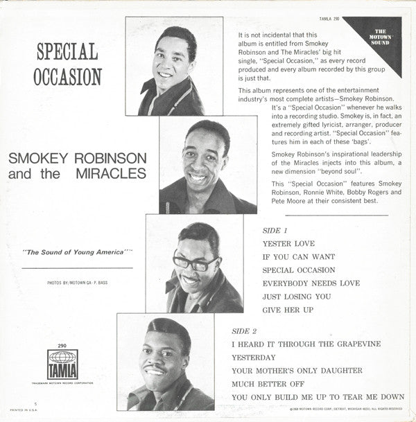 Release: Special Occasion-Vinyl-US-1968-S-290, TS290, TAMLA 290, 290-6437040