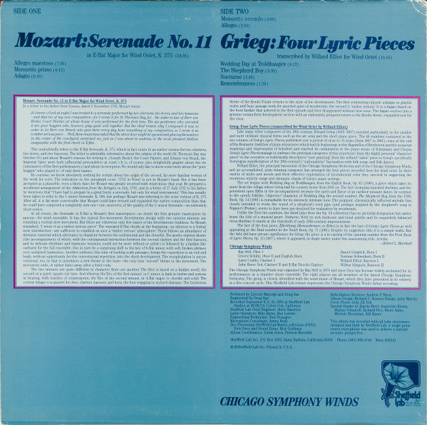 Master Release: Serenade No. 11 / Four Lyric Pieces by Wolfgang Amadeus Mozart