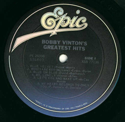 Release: Bobby Vinton's Greatest Hits-Vinyl-US-None-PE 26098, 26098, BN 26098-3521839
