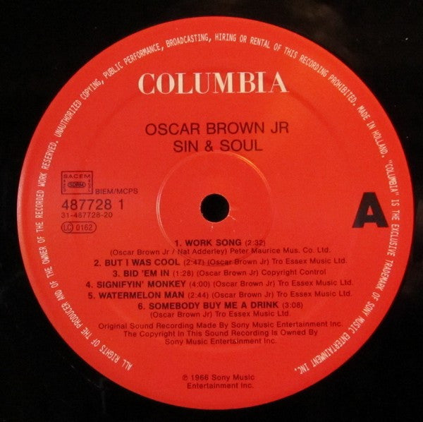 Release: Sin & Soul-Vinyl-Netherlands-1996-487728 1-2069200