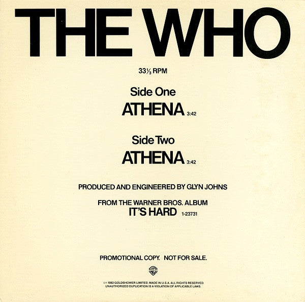 Release: Athena-Vinyl-US-1982-PRO-A-1065-2533548