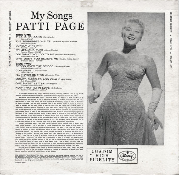 Master Release: My Songs by Patti Page