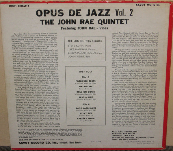 Release: Opus De Jazz Vol.2-Vinyl-US-1960-MG 12156-10320080