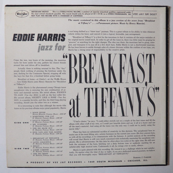 Release: Jazz For "Breakfast At Tiffany's"-Vinyl-US-None-VJLP-3027, LP 3027-13300548