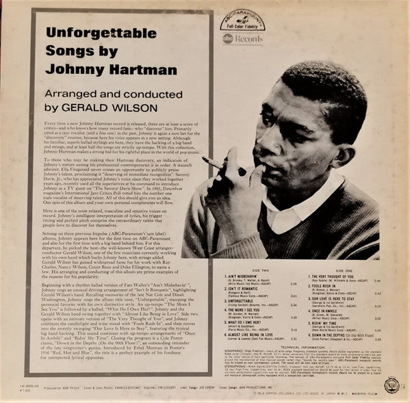 Release: Unforgettable Songs-Vinyl-Japan-1976-YW-8509-AB-14775254