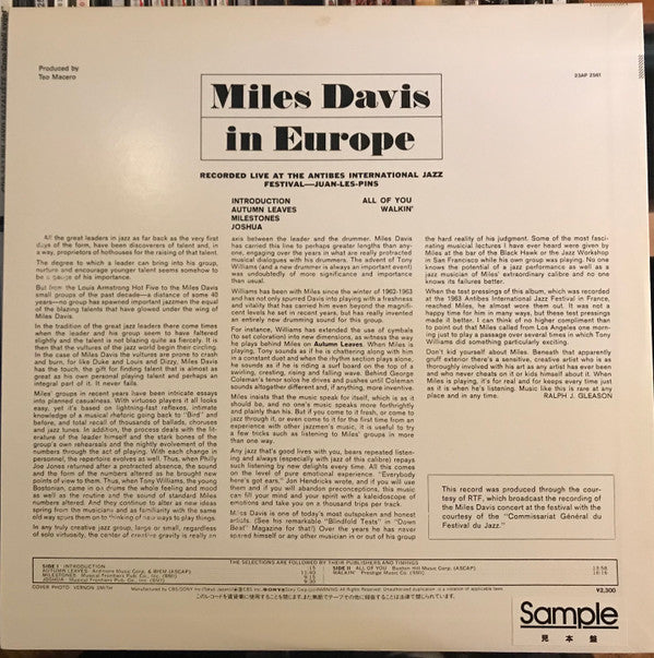 Release: Miles Davis In Europe-Vinyl-Japan-1983-23AP 2561-17701444
