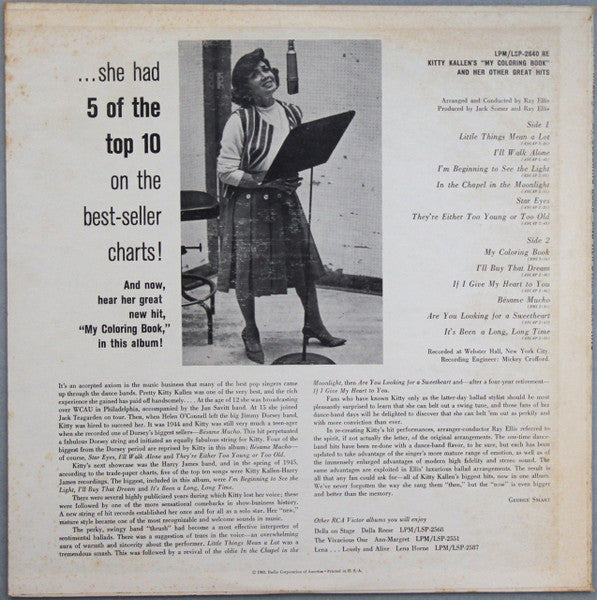 Release: Kitty Kallen's "My Coloring Book" And Her Other Great Hits -Vinyl-US-1963-LPM-2640, LPM 2640-12833911