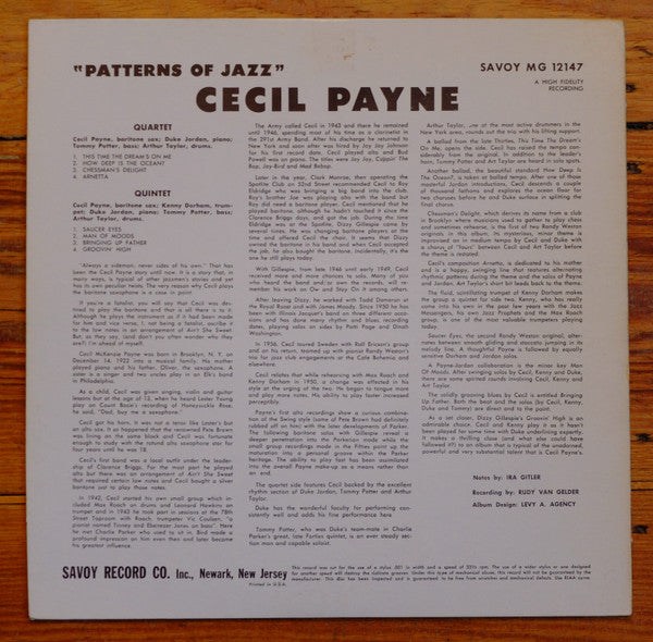 Release: Cecil Payne-Vinyl-US-1959-MG 12147-13355822