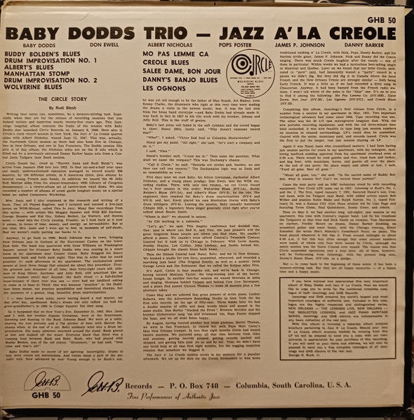 Release: Baby Dodds Trio / Jazz À La Creole-Vinyl-US-None-GHB 50-33522344