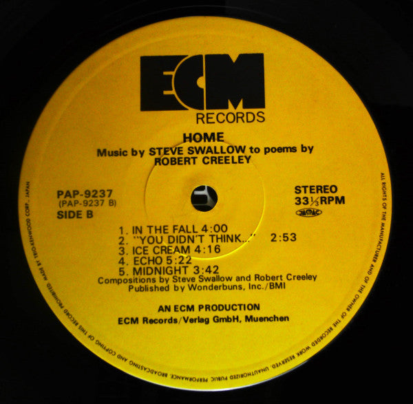 Home · Music By Steve Swallow To Poems By Robert Creeley