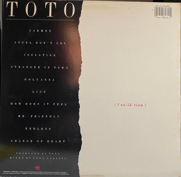 Release: Isolation-Vinyl-US-1984-QC 38962-20886481