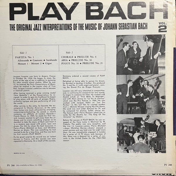 Release: Play Bach Nº 2-Vinyl-US-1963-PS.288, PS 288-23737244
