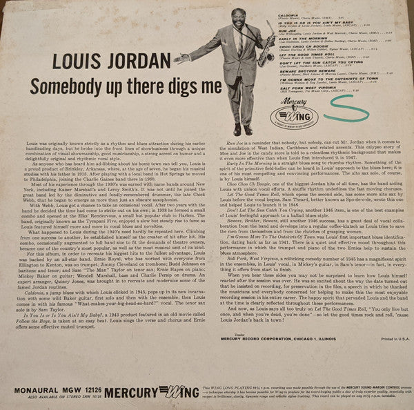 Master Release: Somebody Up There Digs Me by Louis Jordan