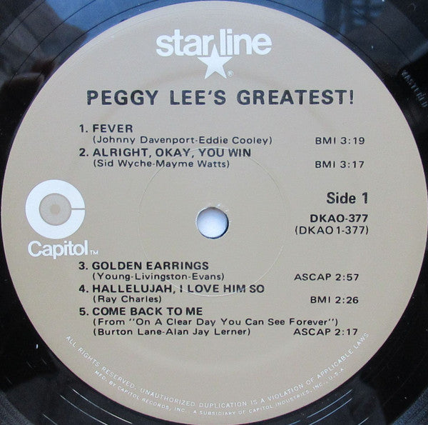 Peggy Lee's Greatest!
