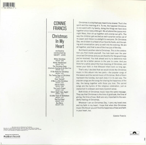 Master Release: Christmas In My Heart by Connie Francis
