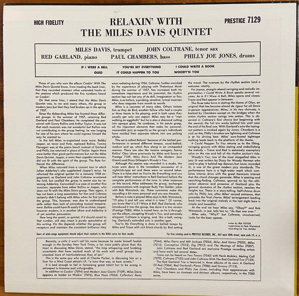 Release: Relaxin' With The Miles Davis Quintet-Vinyl-Japan-1999-PRLP 7129, 7129, DIW-9003-21747361