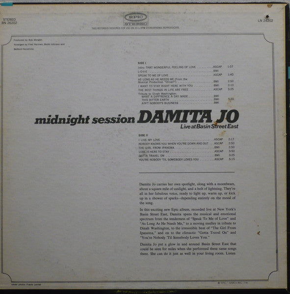 Release: Midnight Session - Live At Basin Street East-Vinyl-Canada-1966-BN 26202-18310276
