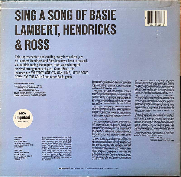 Release: Sing A Song Of Basie-Vinyl-US-1980-MCA 29049, MCA 29049-16099011