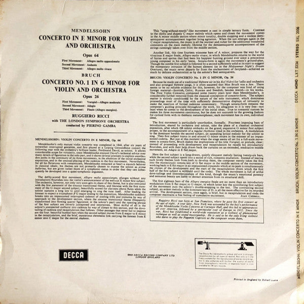 Release: Violin Concertos-Vinyl-UK-None-SXL 2006, SXL.2006-12027285
