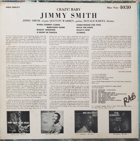 Master Release: Crazy! Baby by Jimmy Smith