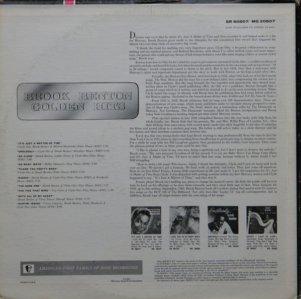 Master Release: Golden Hits by Brook Benton
